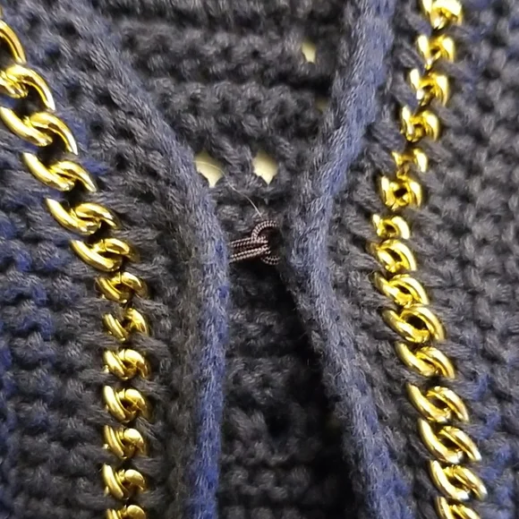 Lilly Pulitzer blue sweater accented with golden chain Details. Size Small - Picture 10 of 12